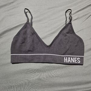 Hanes Charcoal Ribbed Bralette